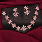 Tehzeeb Creations Baby Pink Colour Star Design Stone Studded Necklace With Earrings