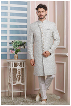 Raivat Ethnic Jacquard Silk Thread Work Indo Western In Grey Colour - Distacart