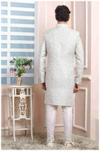 Raivat Ethnic Jacquard Silk Thread Work Indo Western In Grey Colour - Distacart