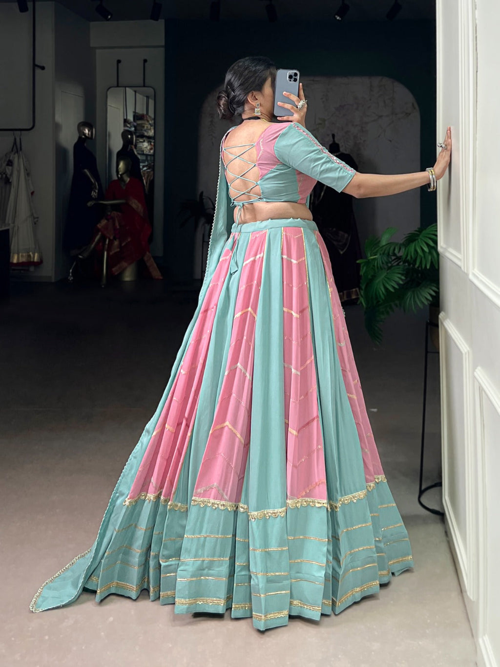 Lorenvalley Fashion Pure Rayon with Georgette Sequins and Thread Embroidery Work With Lace Touch Up Lehenga Choli with Dupatta