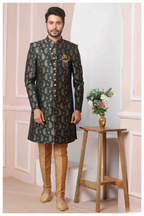 Raivat Ethnic Jacquard Silk Thread Work Indo Western In Green Colour - Distacart