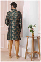 Raivat Ethnic Jacquard Silk Thread Work Indo Western In Green Colour - Distacart