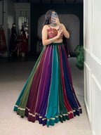 Lorenvalley Fashion Multicolor Georgette Lace Touch Up Lehenga Choli