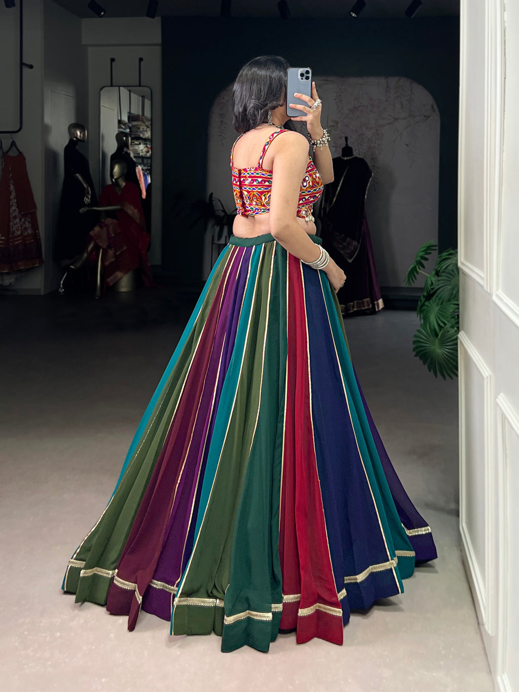 Lorenvalley Fashion Multicolor Georgette Lace Touch Up Lehenga Choli