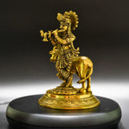 Gopala Krishna with Cow Brass Idol - Embrace Divine Abundance