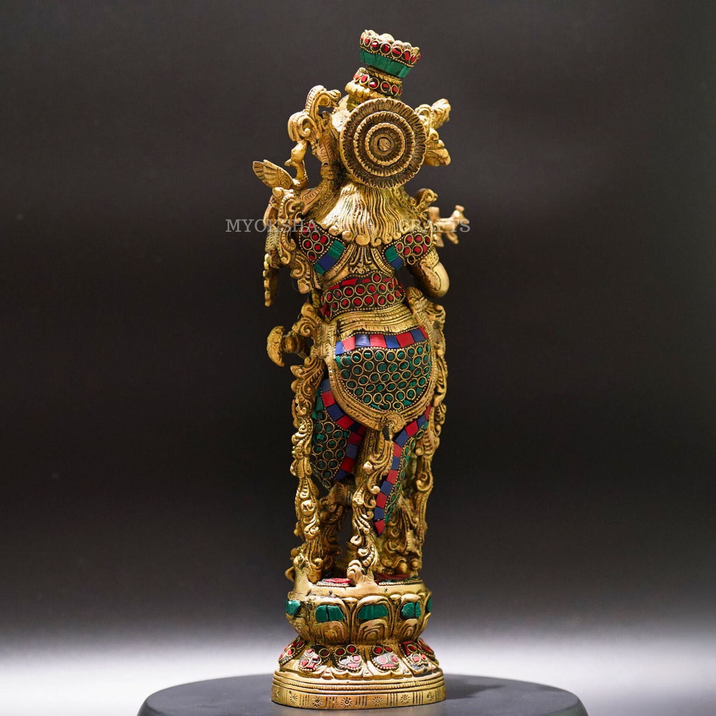 Brass Standing Krishna Idol - Divine Presence of Love and Wisdom