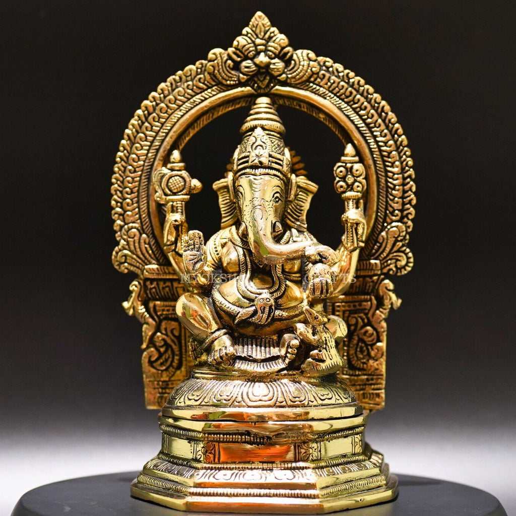 Brass Ganesha Idol - Divine Remover of Obstacles and Bestower of Fortune