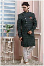 Raivat Ethnic Velvet Jacquard Silk Thread Work Indo Western In Dark Green Colour - Distacart