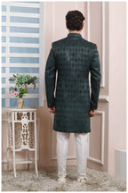 Raivat Ethnic Velvet Jacquard Silk Thread Work Indo Western In Dark Green Colour - Distacart