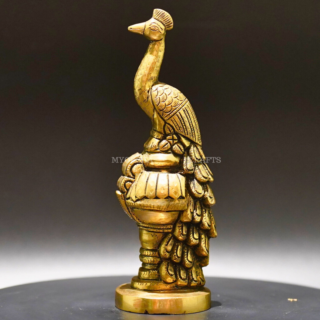 Brass Peacock Idol - Sacred Symbol of Beauty and Grace