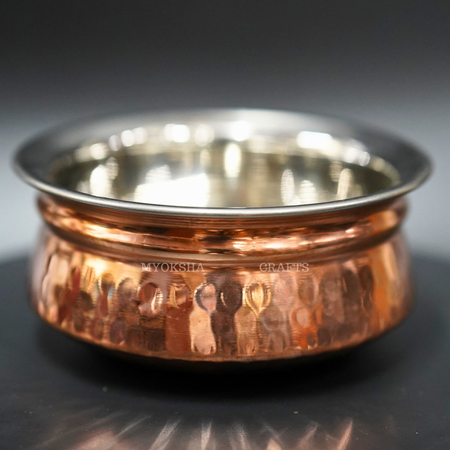Copper Fusion: Copper Bottom Stainless Steel Handi - Unite Tradition and Modernity for Exquisite Cooking