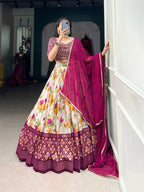 Lorenvalley Fashion Multicolor Tasar Silk Floral and Patola Print with Foil Work Lehenga Choli with Dupatta