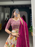 Lorenvalley Fashion Multicolor Tasar Silk Floral and Patola Print with Foil Work Lehenga Choli with Dupatta