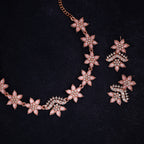 Tehzeeb Creations Baby Pink Colour Star Design Stone Studded Necklace With Earrings
