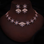 Tehzeeb Creations Blue Colour Star Design Stone Studded Necklace With Earrings