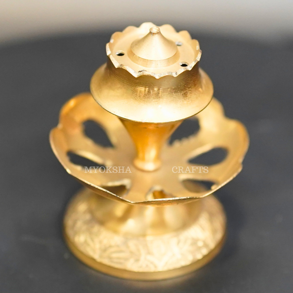 Brass Hibiscus Flower Agarbatti Stand