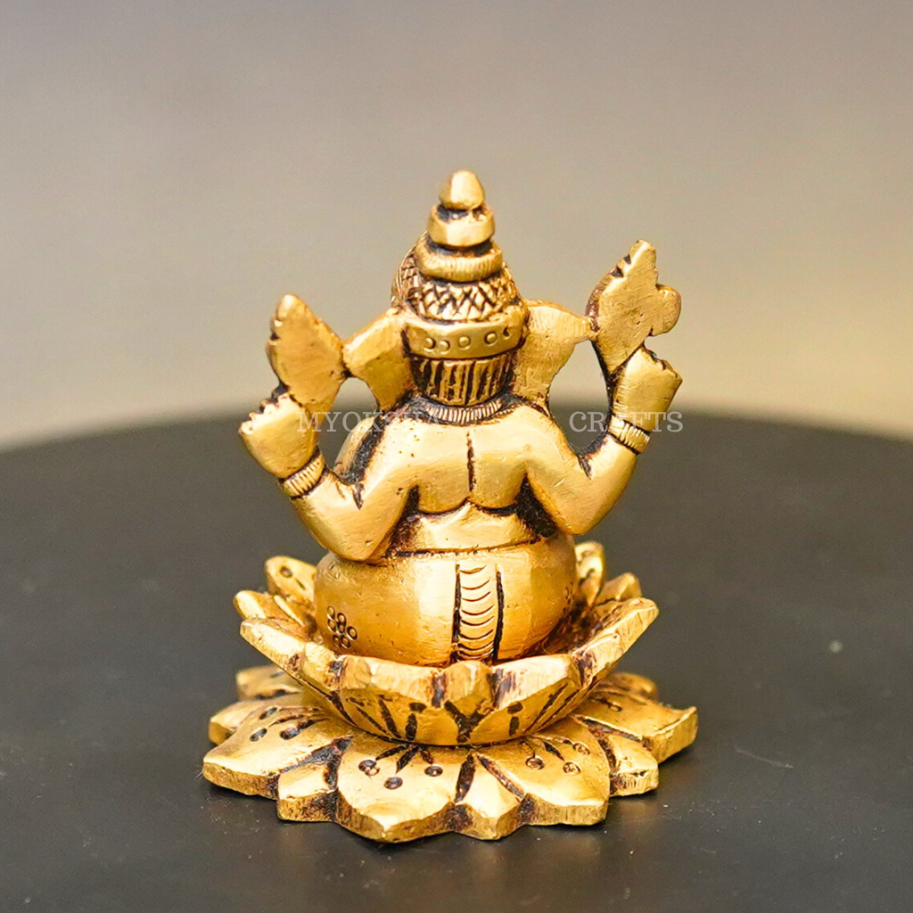 Brass Lotus Ganesha Idol