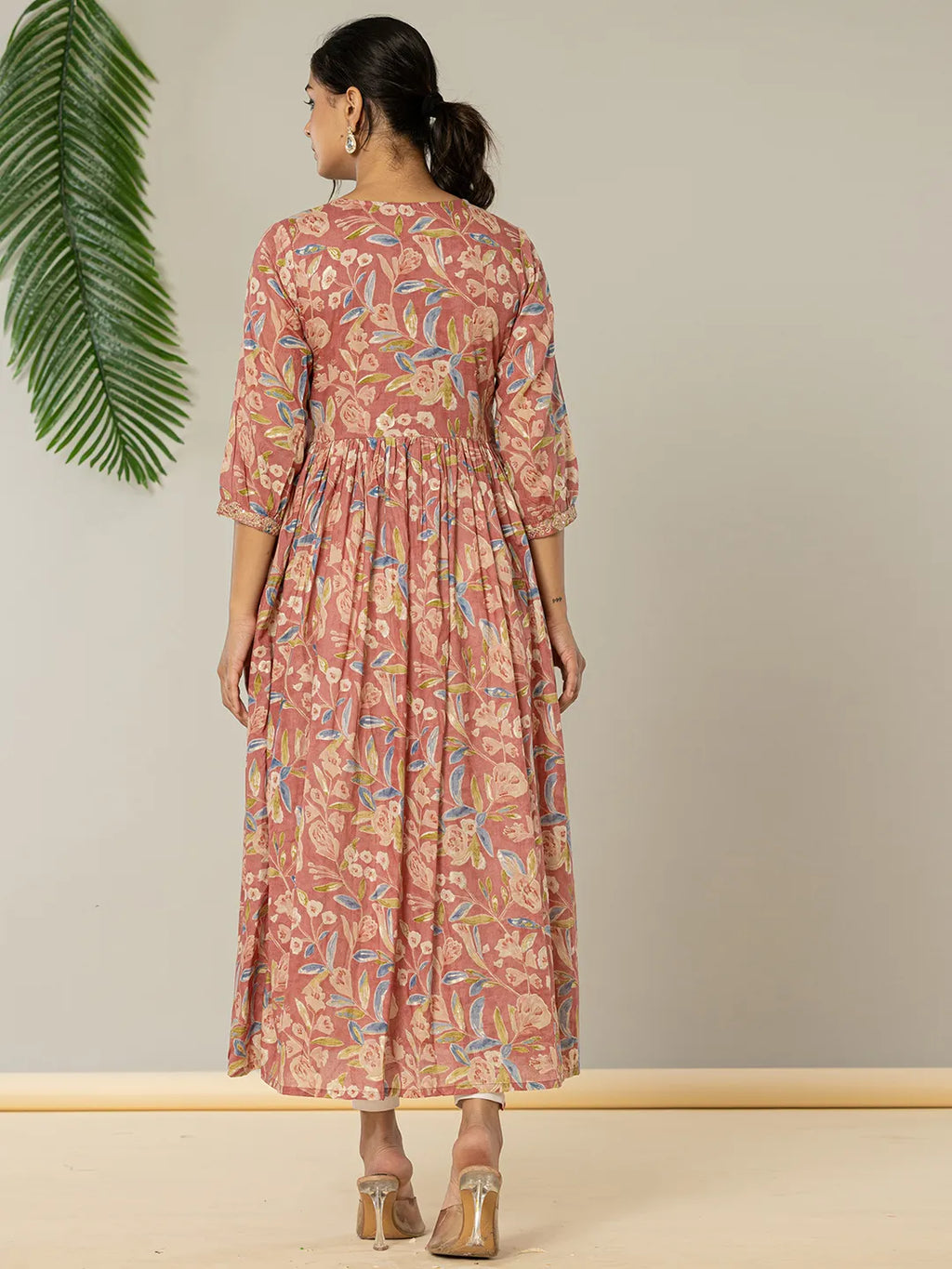 Yufta Pink Pure Cotton Sequins_Work Dress - Distacart