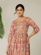 Yufta Pink Pure Cotton Sequins_Work Dress - Distacart