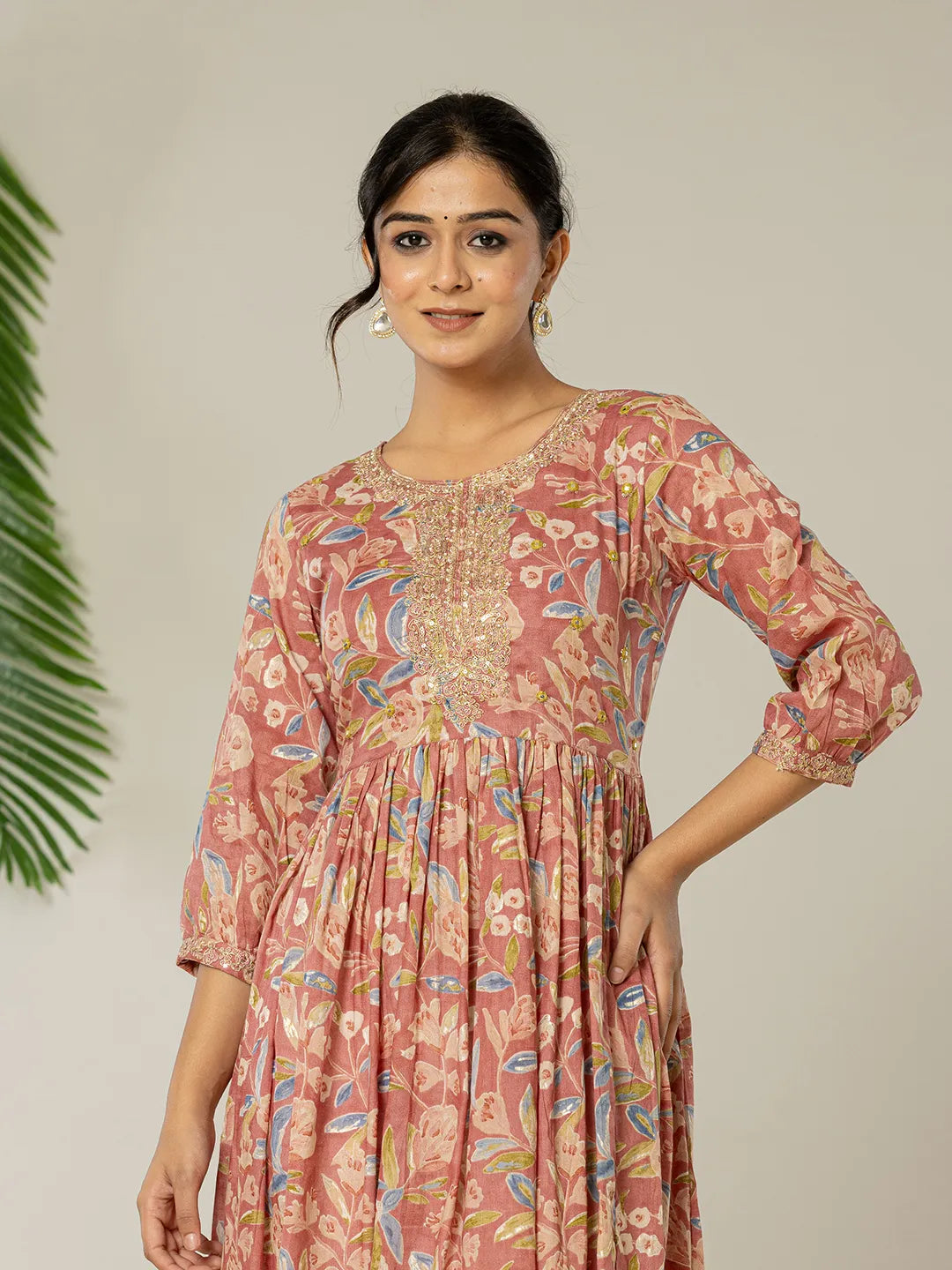 Yufta Pink Pure Cotton Sequins_Work Dress - Distacart