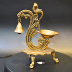 Brass Parrot with Bell Diya