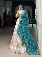Lorenvalley Fashion Offwhite Pure Rayon Lace Touch Up Lehenga Choli with Dupatta