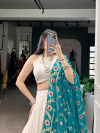 Lorenvalley Fashion Offwhite Pure Rayon Lace Touch Up Lehenga Choli with Dupatta