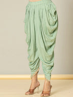 Yufta Green Cotton Embroidery A-Line Kurta Dupatta Set