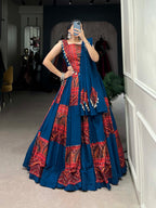 Lorenvalley Pure Cotton Plain And Printed With Foil Work Lehenga Choli with Dupatta