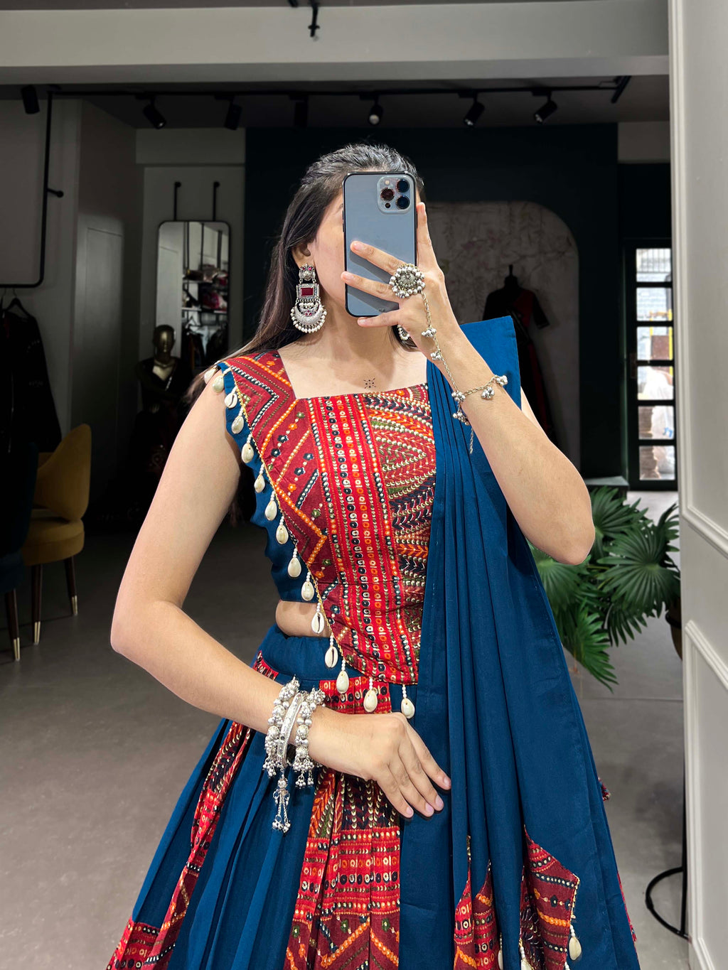Lorenvalley Pure Cotton Plain And Printed With Foil Work Lehenga Choli with Dupatta