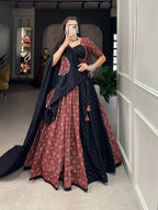 Lorenvalley Pure Cotton Printed And Over All Mirror Work With Gotta Patti Touchup Lehenga Choli with Dupatta