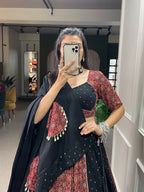 Lorenvalley Pure Cotton Printed And Over All Mirror Work With Gotta Patti Touchup Lehenga Choli with Dupatta