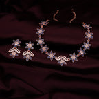 Tehzeeb Creations Blue Colour Star Design Stone Studded Necklace With Earrings