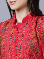 Myshka Stylish Red 3/4 Sleeve Women's Dress - Distacart
