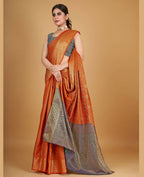 Orange Silk Woven Design Saree With Unstitched Blouse Piece - Akshita