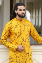 Niran Yellow Designer Men's kurta by Hilo Design