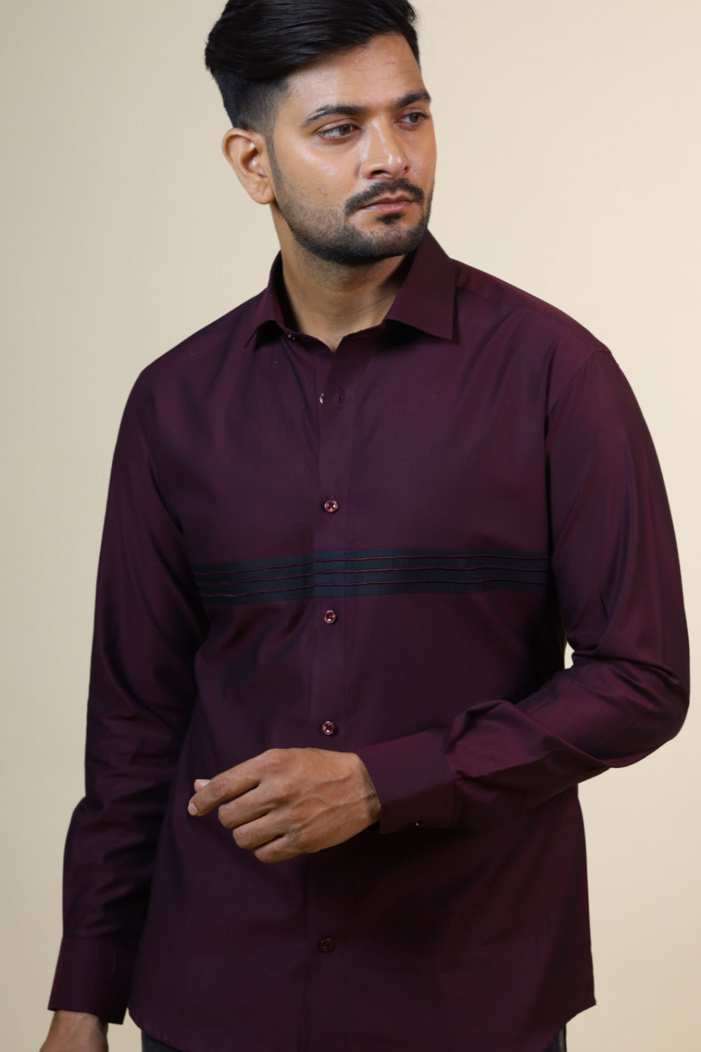 Mauvais Burgundy Designer Men's Shirt by Hilo Design