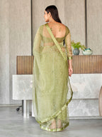 Tikhi Imli Sequinned Organza Saree - Distacart