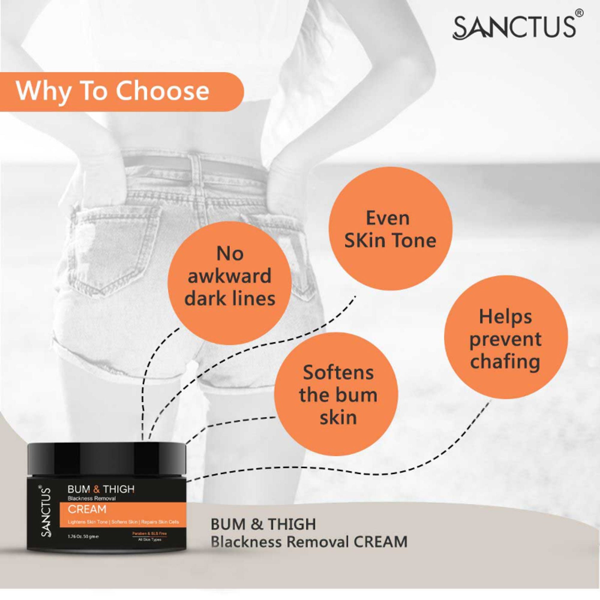 SANCTUS Bum & Thigh Whitening Cream - Distacart