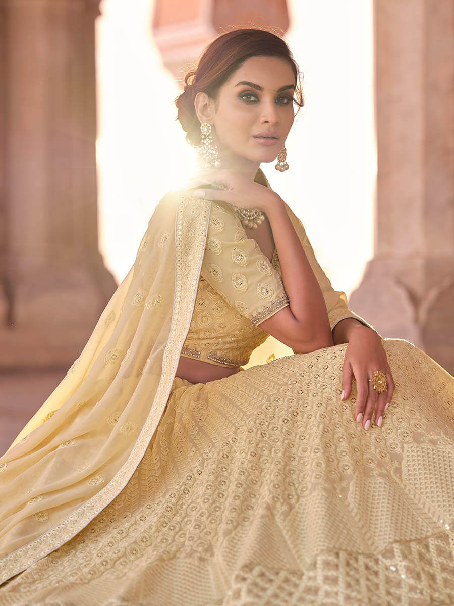 Myra Off White Embroidered Designer Lehenga Choli
