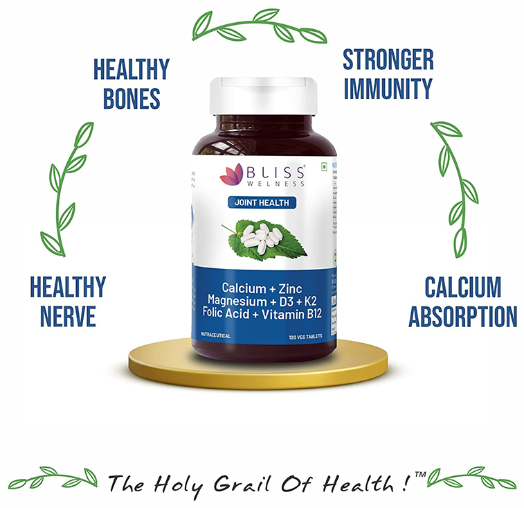 bliss welness joint health calcium zinc megnesium d3 k2 veg tablet