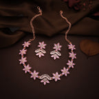 Tehzeeb Creations Lavender Colour Star Design Stone Studded Necklace With Earrings