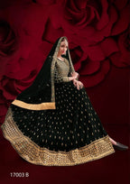 Anaita Black Silk Anarkali Suit With Embroidery & Stone Work - Distacart
