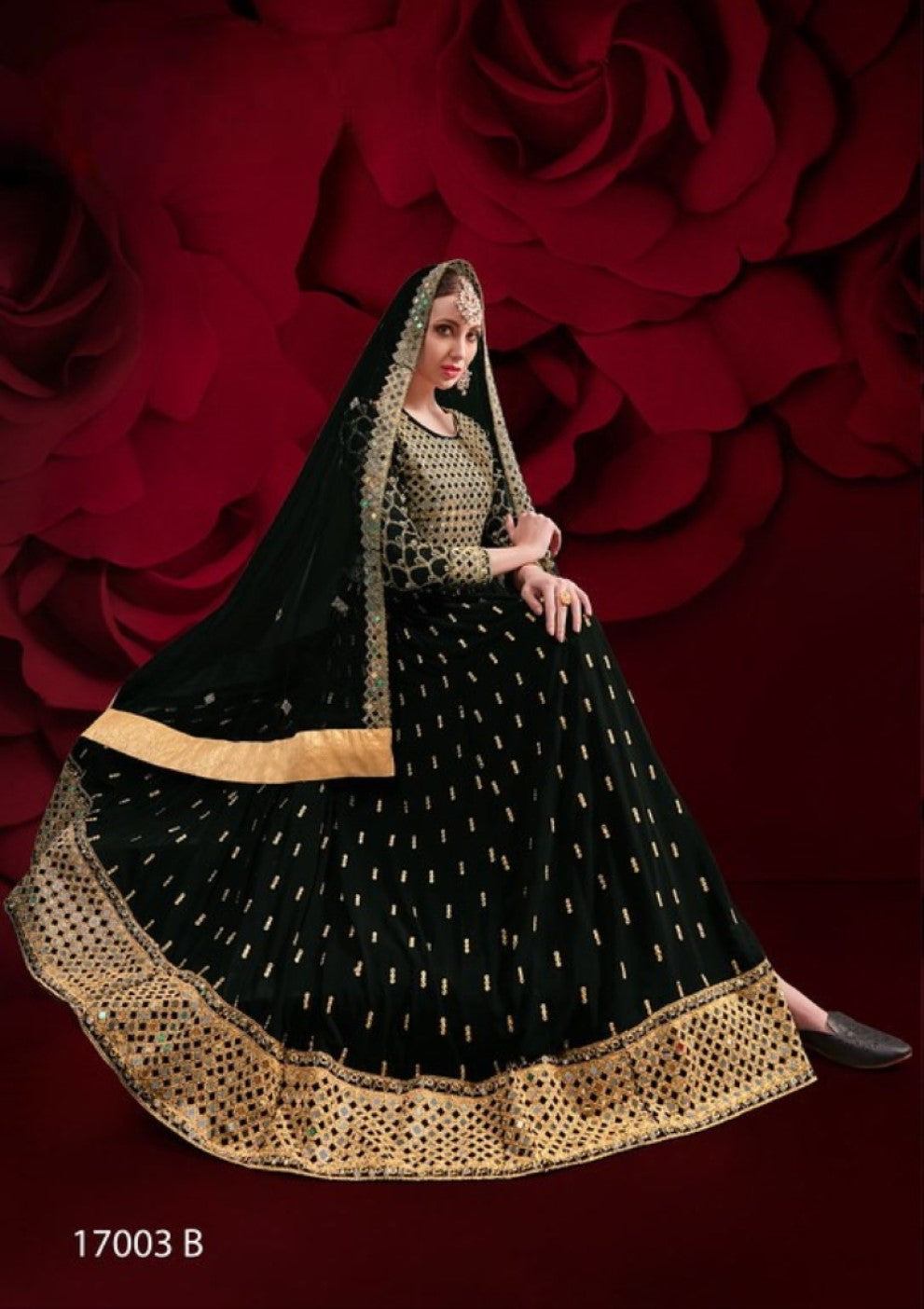 Anaita Black Silk Anarkali Suit With Embroidery & Stone Work - Distacart