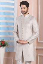 Raivat Ethnic Art Silk Thread Work Indo Western In Light Grey Colour - Distacart
