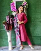 Jompers Women Maroon & Grey Solid Kurta with Trousers & Dupatta - Distacart
