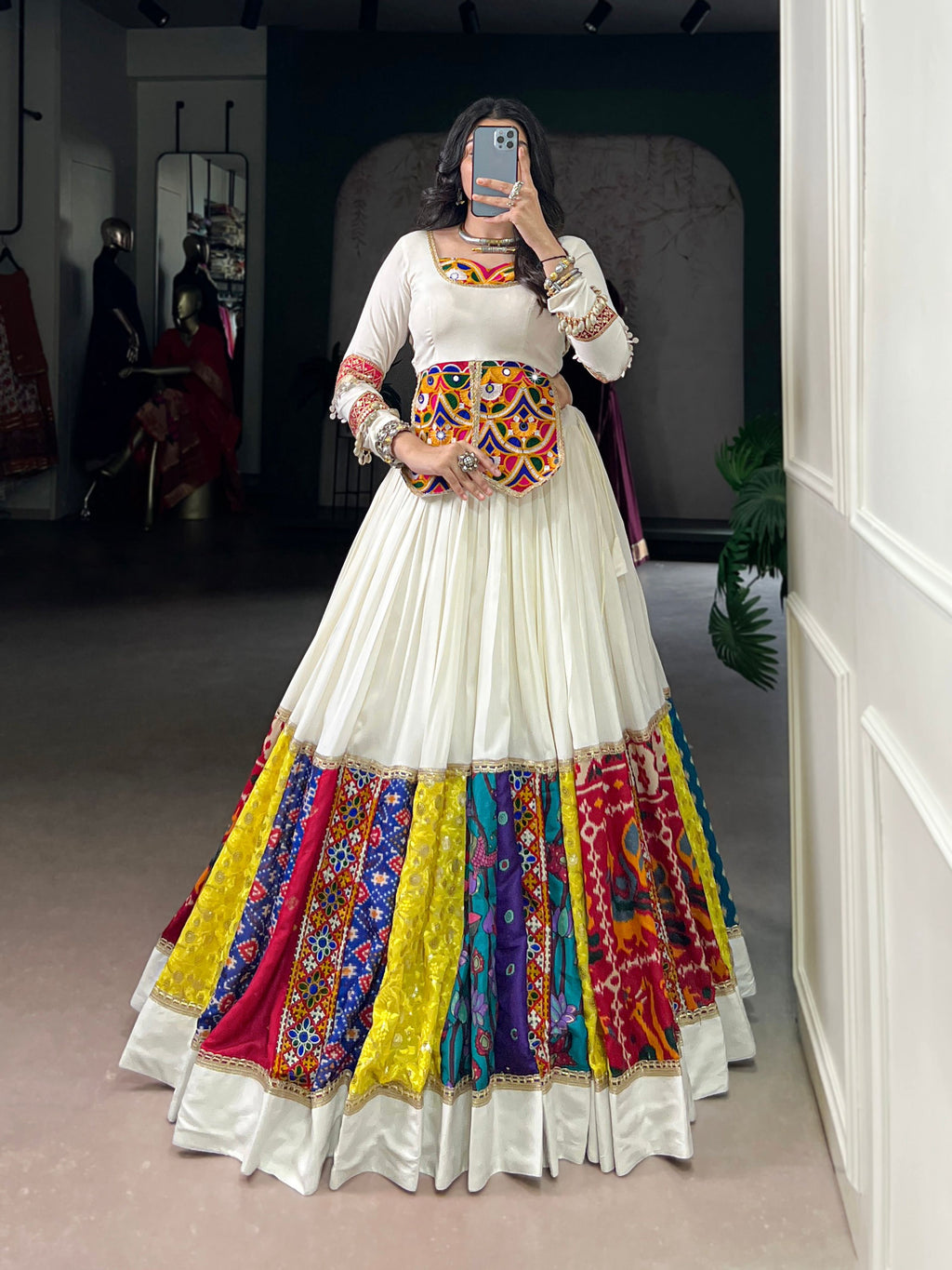 Lorenvalley Fashion White Pure Rayon Multi Colour Patch With Lace Touch Up Lehenga Choli - Distacart