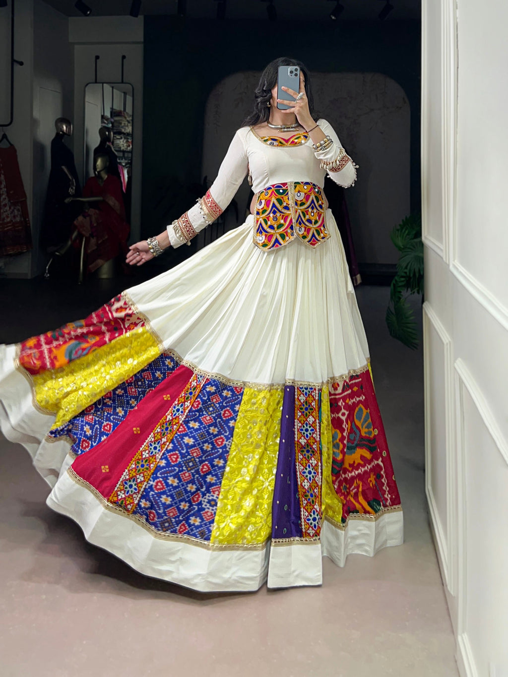 Lorenvalley Fashion White Pure Rayon Multi Colour Patch With Lace Touch Up Lehenga Choli - Distacart