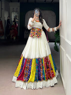 Lorenvalley Fashion White Pure Rayon Multi Colour Patch With Lace Touch Up Lehenga Choli - Distacart