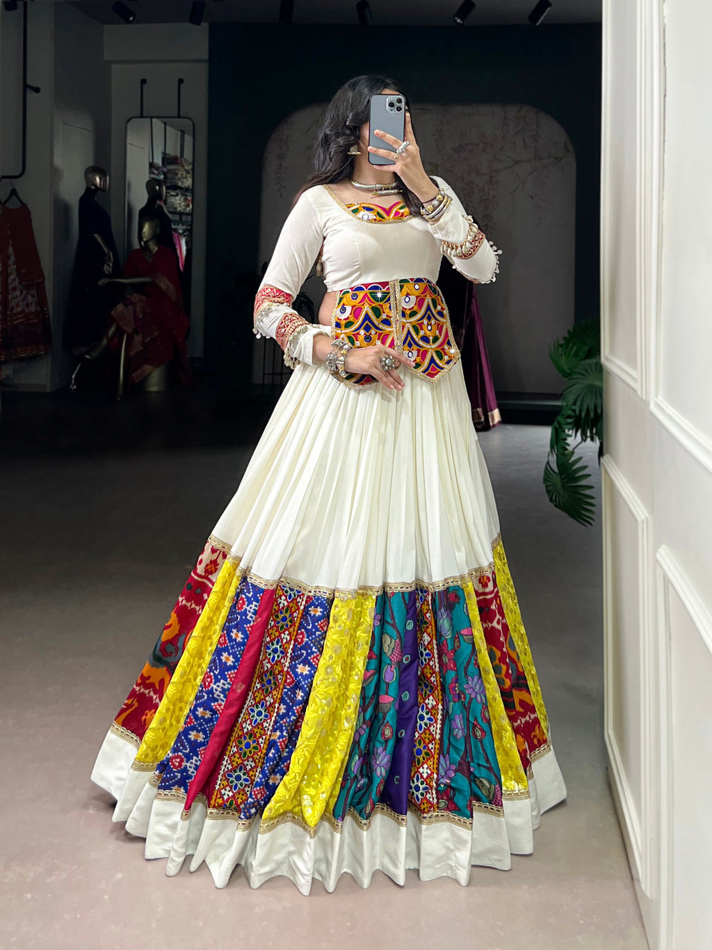 Lorenvalley Fashion White Pure Rayon Multi Colour Patch With Lace Touch Up Lehenga Choli - Distacart